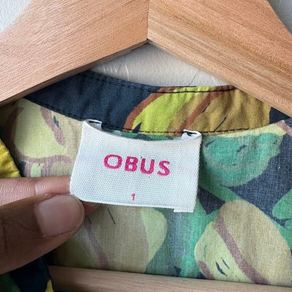 Obus Yellow Bells Floral Print Sleeveless Tiered A-Line Poplin Midi Dress Size 1 - Picture 4 of 10